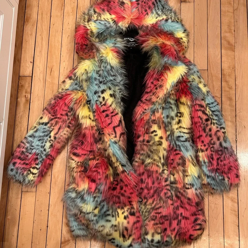SpiritHoods Multicolor Faux Fur Teddy Jacket Oaxaca Jaguar Classic - Picture 8 of 10